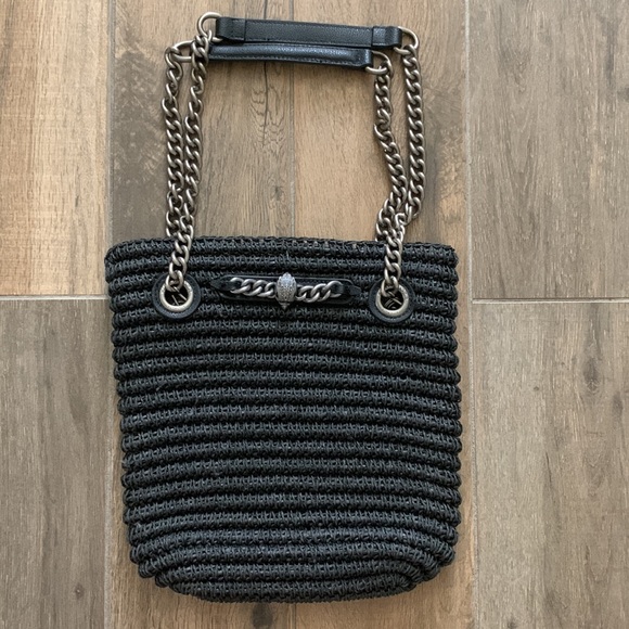 NEW KURT GEIGER Chelsea Raffia Tote Bag Black Small - Picture 2 of 9